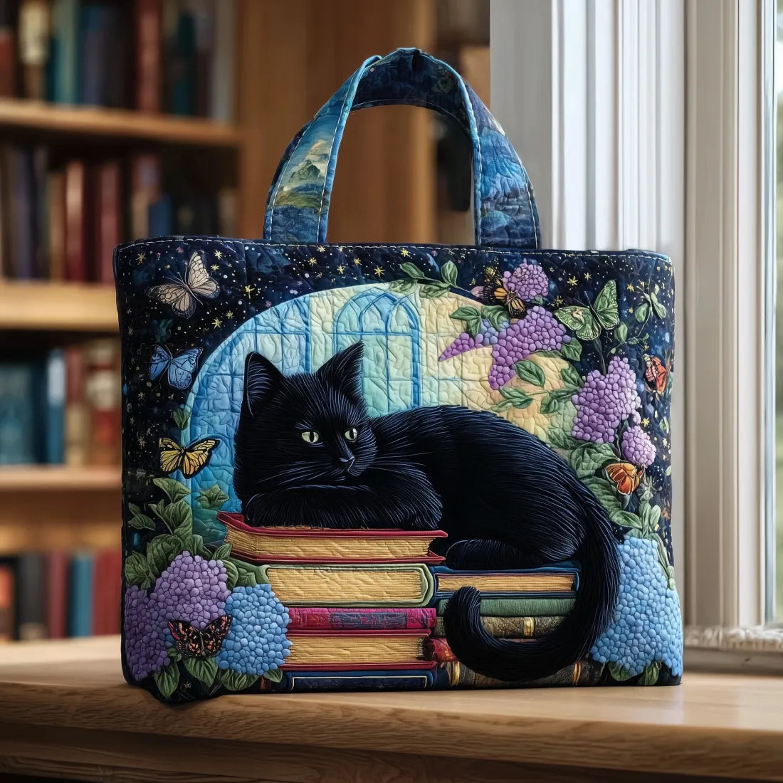 Bolsa Artesanal Chat Noir sobre Libros