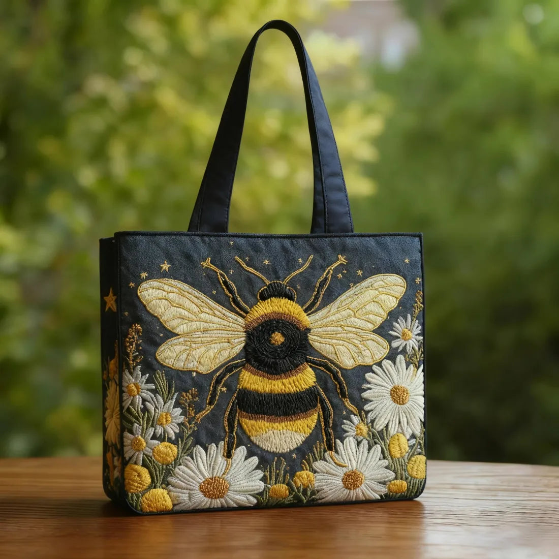 Bolsa Artesanal de Abejas con Margaritas y Estrellas