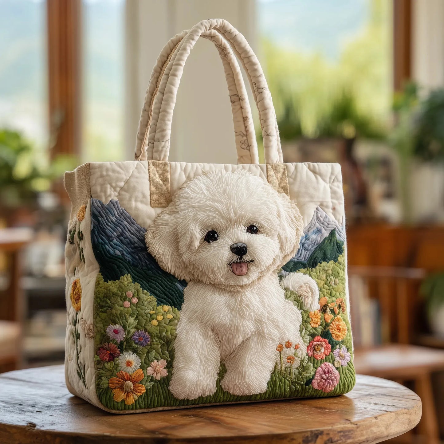 Bolsa de tela acolchada artesanal para perros
